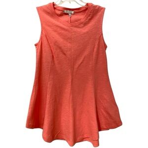 Eri + Ali Anthropologie Coral Slub Knit Peplum Sleeveless Tunic Top Size M